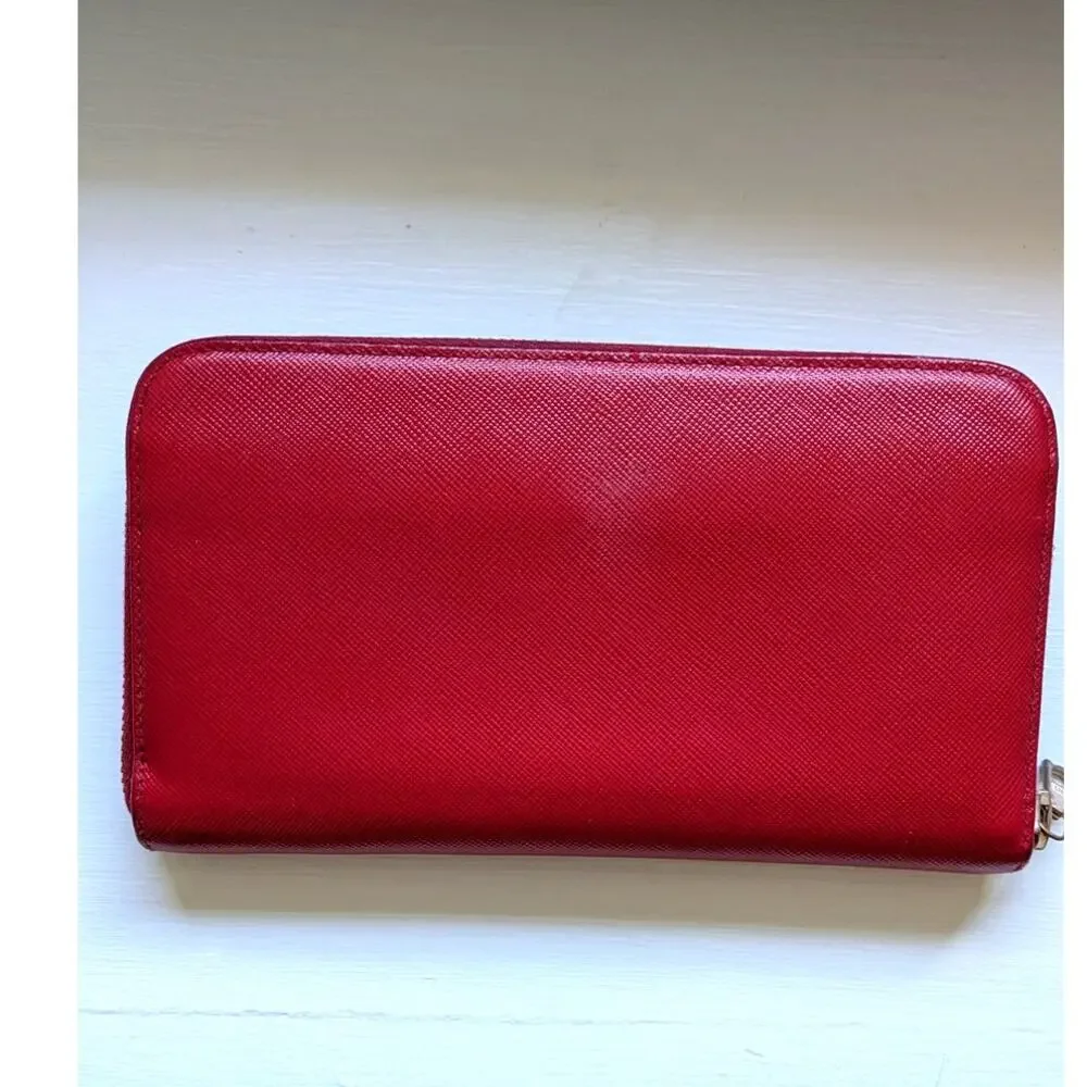 Prada Saffiano Leather Fiocco Zip-Around Wallet